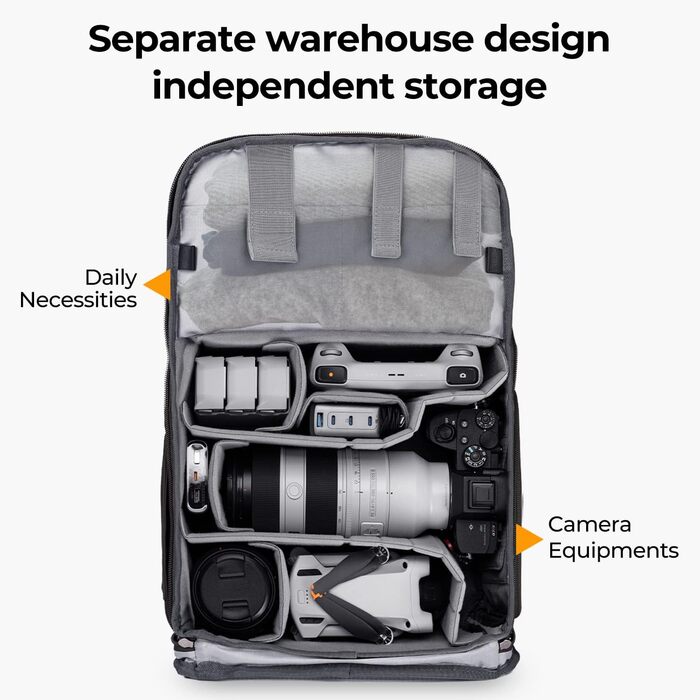 Рюкзак для камери K&F CONCEPT 20L, водонепроникний, з відділенням для ноутбука 15.6