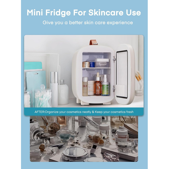 Mini холодильник FOHERE 5 літрів: для напоїв та догляду за шкірою, USB живлення, 220V/12V, білий