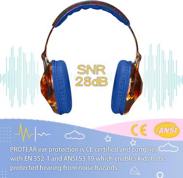 Навушники для захисту від шуму для дітей з аутизмом, SNR 28 dB. Ідеально для феєрверків та концертів.