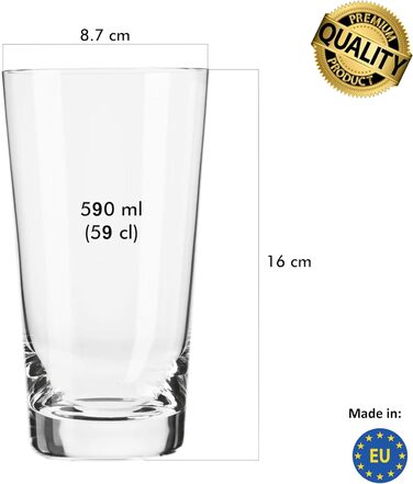 Набір пивних келихів кришталевих 590 мл, 12 шт - Келихи для пива, Lagerglas, Weizenglas - Подарунок чоловіку, можна мити в посудомийній машині