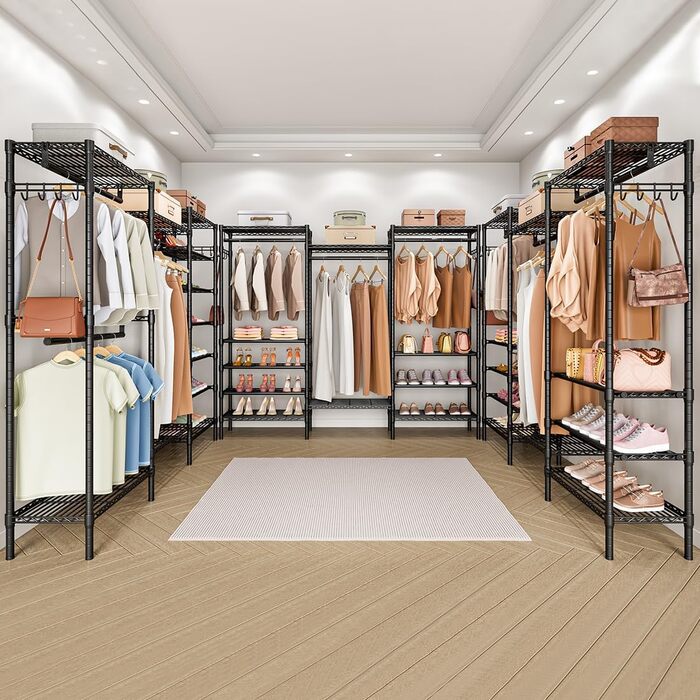 Стійка для одягу KZOBYD з полицями та гачками, чорна