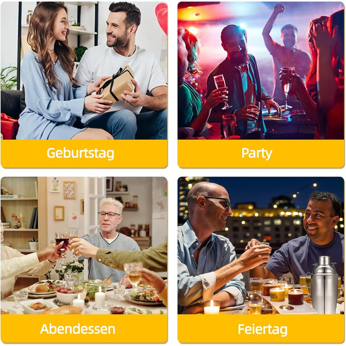 Набір для приготування коктейлів, 10 предметів, нержавіюча сталь, 750 мл, барменський набір з аксесуарами, для бару, вечірки, подарунок для чоловіків