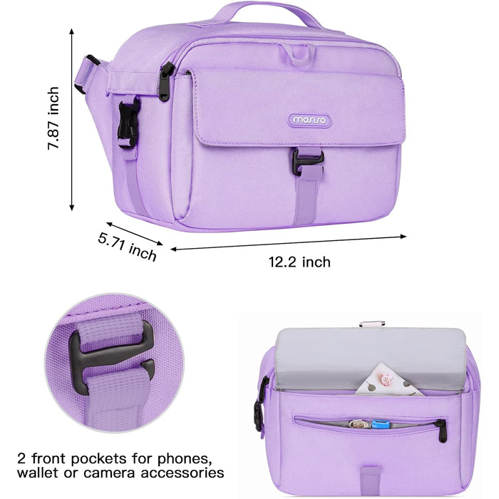 Сумка для камери MOSISO на плече, Crossbody Sling, з дощовиком. Підходить для Canon, Nikon, Sony (фіолетова)