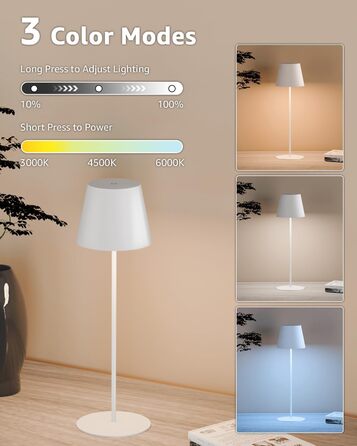 LED настільна лампа FUYO з USB-C зарядкою, акумуляторна, для дому та на вулиці, сенсорне керування, регулювання яскравості, 2700K-6000K, 3 кольори, для вітальні, спальні, балкону, саду, тераси (сіра), 2 шт.