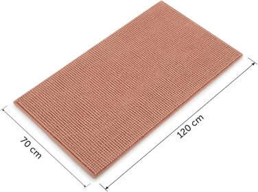 Килимок для ванної Blumtal Chenille 40x60 см - сертифікований Oeko-TEX, нековзний, миючий, сірий (Dusty Pink, 120x70 см, прямокутний)