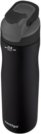 Contigo Autoseal Chill Water Bottle, Matte Black, Stainless Steel Water Bottle with Autoseal Technology, Insulated Bottle Keeps Drinks Cold for Up to 28 Hours, Leak-Proof, BPA-Free, 720 ml