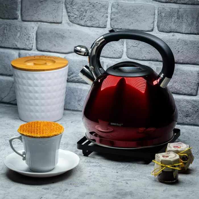 Чайник King Hoff з нержавіючої сталі та бронзи, 3.4 л, KH-1213 (червоний)