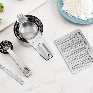 Ciieeo 15St Messlöffel Umrechnungstabelle messbecher set measuring cups set Baking set with measuring cups Kitchen helper Utensils Portable rice spoon Portable kitchen appliances Stainless Steel Silver