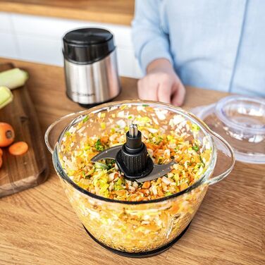 Електричний подрібнювач Cloer 6829 Multi-Zerkleinerer: для фруктів, овочів, горіхів, м'яса, 400 Вт, скло/нержавіюча сталь