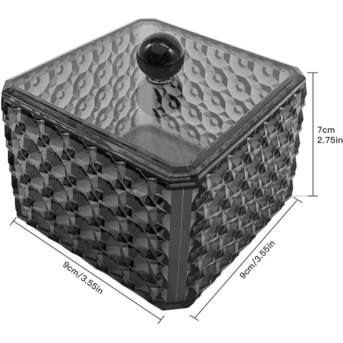 Організатор для ватних дисків та ватних паличок з акрилу з кришкою, косметичний бокс для зберігання