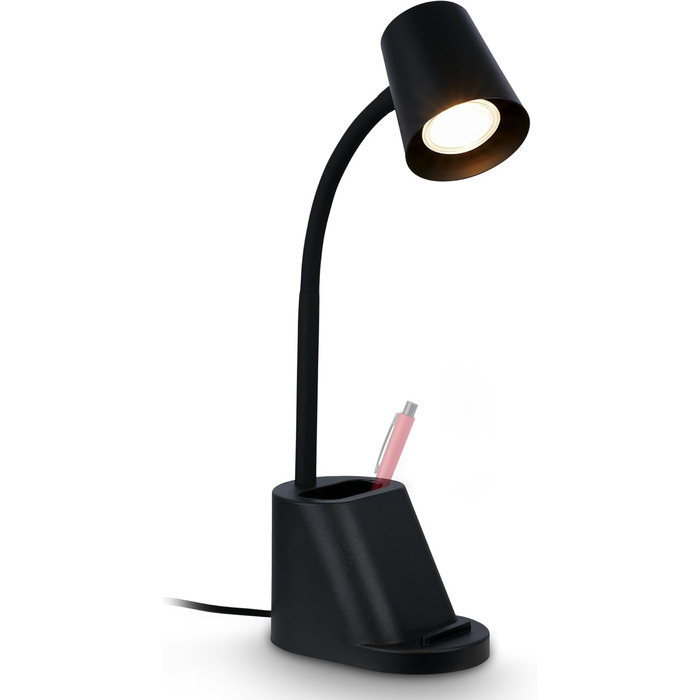 LED лампа BRILONER настільна бездротова з торшетом, поворотна, регульована, з можливістю заміни джерела світла, 38,5 см, з тримачем для ручок, білий колір