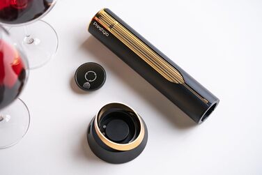 Prestigio Maggiore Electric Corkscrew - Premium Wine Bottle Opener with Charging Station - Integrated Foil Cutter - Packaged in a High-Quality Gift Box - Black/Gold