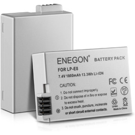 Запасні акумулятори ENEGON (2 шт.) та швидке зарядне пристрій Dual для Canon LP-E8 та Canon EOS Rebel T2i, T3i, T4i, T5i, 550D, 600D, 650D, 700D, Kiss X4, X5, X6, LC-E8E, 2 * LP-E8 Akkus + 1 * Dual Ladegerät