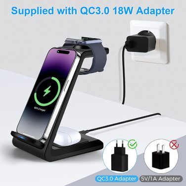 3-в-1 Бездротова зарядка Induktive для iPhone, Apple Watch та AirPods Pro