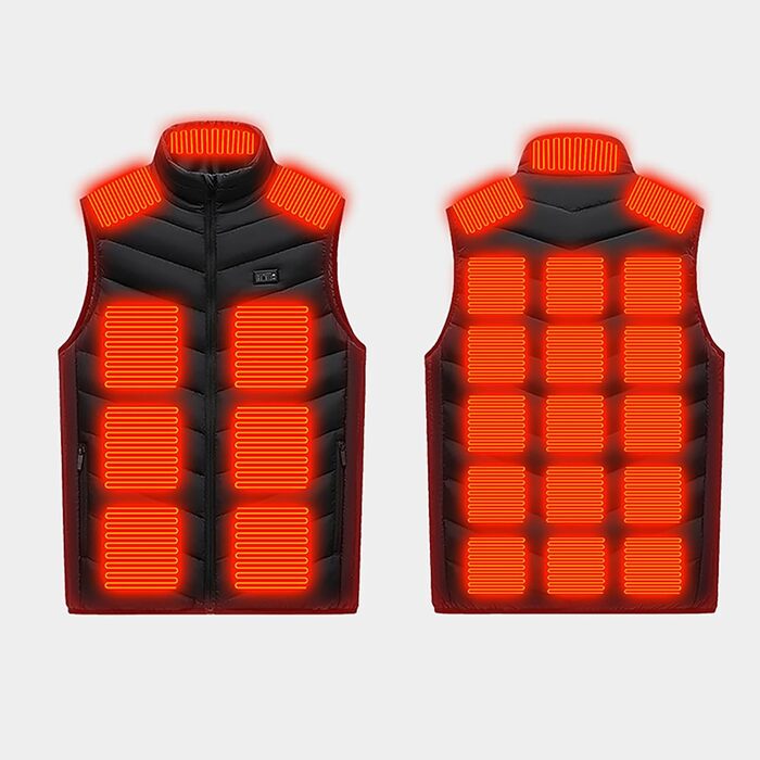 Електрична гріюча жилетка для жінок та чоловіків, USB, чорний, S-5XL