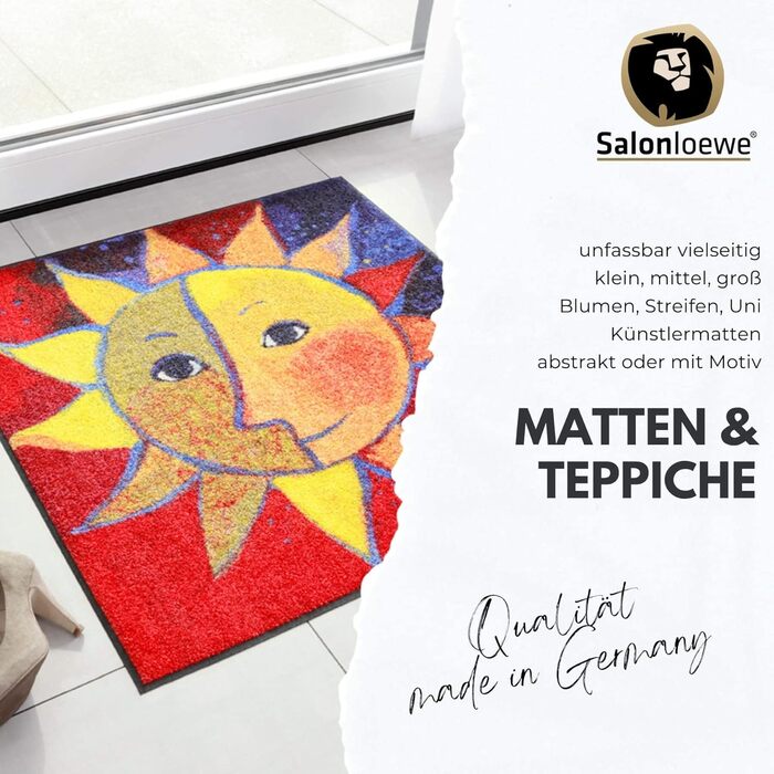 Килимок Salonloewe Rosina Wachtmeister Siamo in sei 50x75 см – яскравий придверний килим для входу з котами, брудозахисний, праний, кольоровий