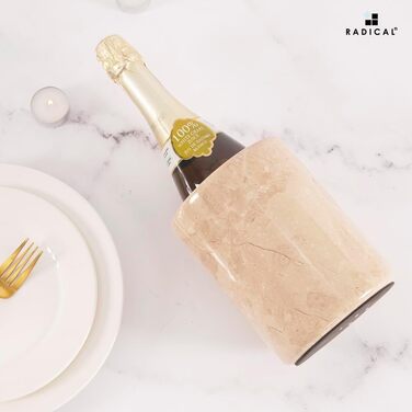 Radicaln Marble Wine Cooler Oceanic 16.5cm - Handcrafted Bar Accessory, Wine & Champagne Chiller - Bottle Holder for Bar Decor (Verona)