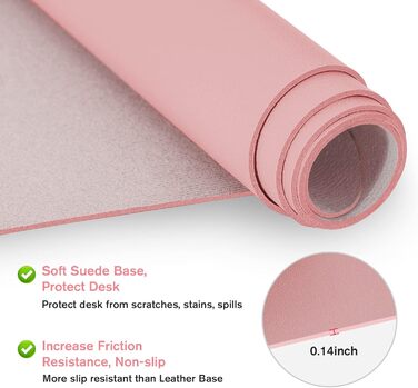 PINKCAT Килимок для миші з PU-шкіри, двосторонній, 80 x 40 см (світло-зелений+світло-блакитний)