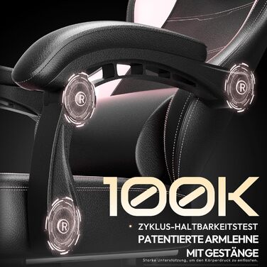 Ігрове крісло Dowinx Racing, ергономічне, з ледьною підтримкою, PU шкіра, широка спинка, до 150 кг, рожеве