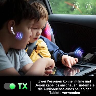 Bluetooth-адаптер 2-в-1 для літака (трансмітер та ресивер) з підтримкою aptX, роз'єм 3.5 мм Jack, версія 5.4, чорний