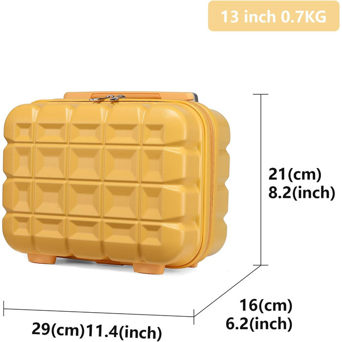 Набір валіз KONO 2 в 1: велика валіза (54 см) та косметичка (жовтий)