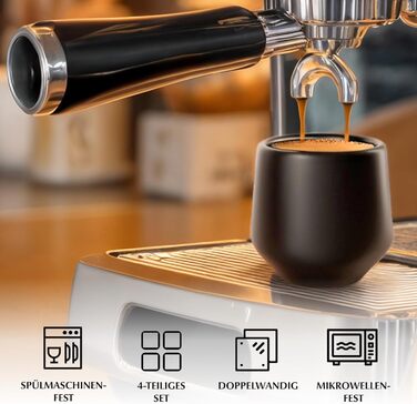 Набір чашок для еспресо Miamio 4 шт. (90 мл) з кераміки без ручки, чорний