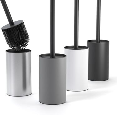 Силіконова щітка для унітазу SAVEGA з нержавіючої сталі та захистом від бризок - сірий колір