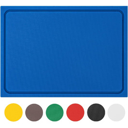 Пластикова кухонна обробна дошка синя 45x30x2 см, товста, для риби, з канавкою для соку, HACCP, безпечна для посудомийки, не тупить ножі