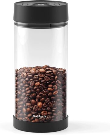 OUTPEAK 2025 Kilo Auto Вакуумна кавова банка 1,8L для 601.0 г кавових зерен, автоматичне управління, нержавіюча сталь, з ложкою, 6-місячний запас свіжості (Barista Champion's Choice) (G1350)