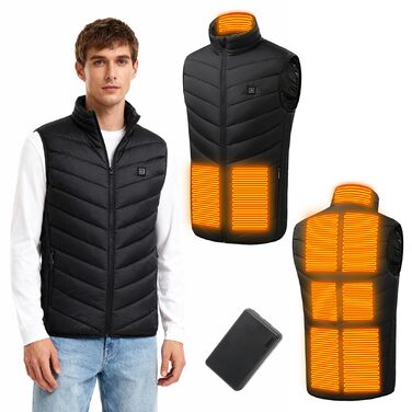 Обогревна жилетка для чоловіків та жінок з акумулятором 10000 mAh та 9 зонами обігріву, 3 режими температури, для зимових видів спорту та полювання