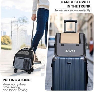 Сумка-переноска для тварин на колесах, рюкзак для собак та котів, сумка для подорожей, сіра