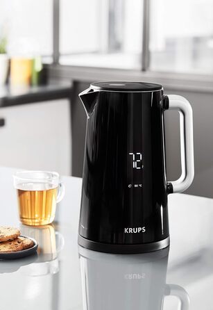 Krups Smart'n Light Kettle, 5 Temperatures, 1.7 Liter Capacity, Stainless Steel Interior, Double-Walled, Black, BW801810