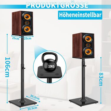 Підставка для акустики, регульована висота, 1 пара. Підлогові підставки з регульованою полицею для універсальних сателітів та полочкові колонки, для полочкових колонок до 5кг з кабельним каналом (SB-206)