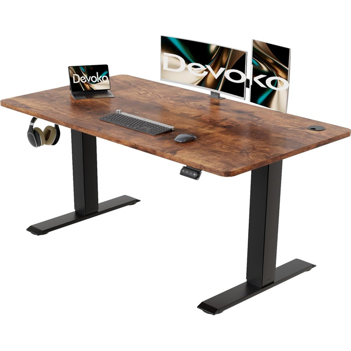Devoko Electric Height Adjustable Standing Desk - Ergonomic Sit-Stand Computer Desk with Memory Function (White, 120 x 60 cm)