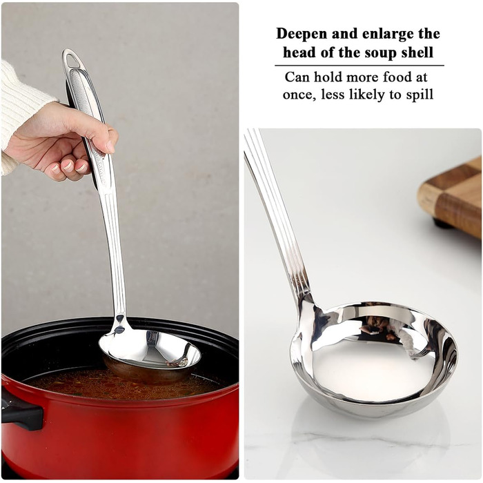 Stainless Steel Kitchen Utensil Set, 6-Piece, Cooking Utensil Sets, Kitchen Helper Essentials include a Metal Spatula Set, Slotted Spoon, Ladle, Serving Spoon, Skimmer, and Carving Fork.
