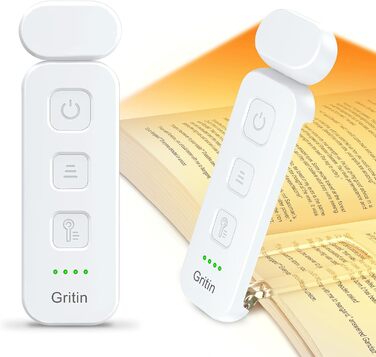 LED-лампа для читання Gritin з кліпсою, перезаряджувана, 7 LED, 3 колірні температури, регулювання яскравості, 5 режимів, довга робота, білий колір