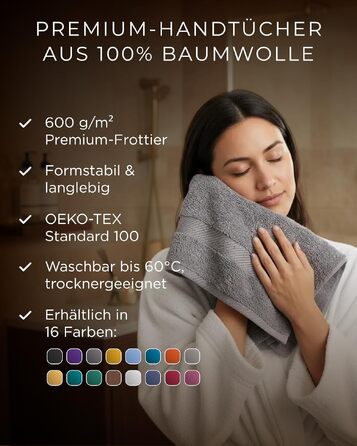 Набір махрових рушників 100% бавовна, 50x100 см, 600 г/м², Oeko-TEX, сині, 8 шт.