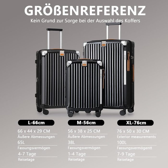 Чемодан Joyway ABS з жорсткою оболонкою, розширюваний, на 4 колесах, з TSA замком, набір 3 шт. (зелений, чорний)