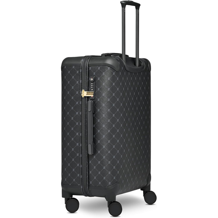 Чорний валіза середнього розміру Lazarotti Palermo (66 см) | Тріумф середній валіза-тележка 49 x 29 x 66 см | Легкий гібридний матеріал з логотипом та захистом кутів | 4 подвійні колеса та TSA-замок для жінок та чоловіків