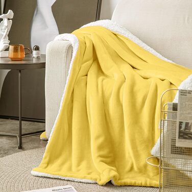 Плед Mixibaby для дому, теплий та м'який, 150 x 200 см, жовтий | Плед для дивана