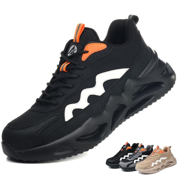 Черевики робочі чоловічі/жіночі. Легкі спортивні захисні черевики з металевим підноском. Дихаючі, неслизькі. Розміри EU 37-46 (40 EU, чорний)