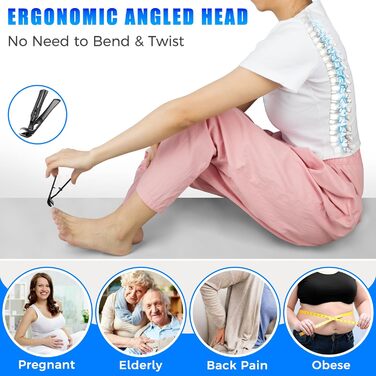 Кусачки для нігтів для літніх людей з широкою щелепою та довгою ручкою, кусачки для кутикули з кутовою головкою, набір для педикюру з контейнером для збору обрізків, чорні, подарунок для жінок та чоловіків