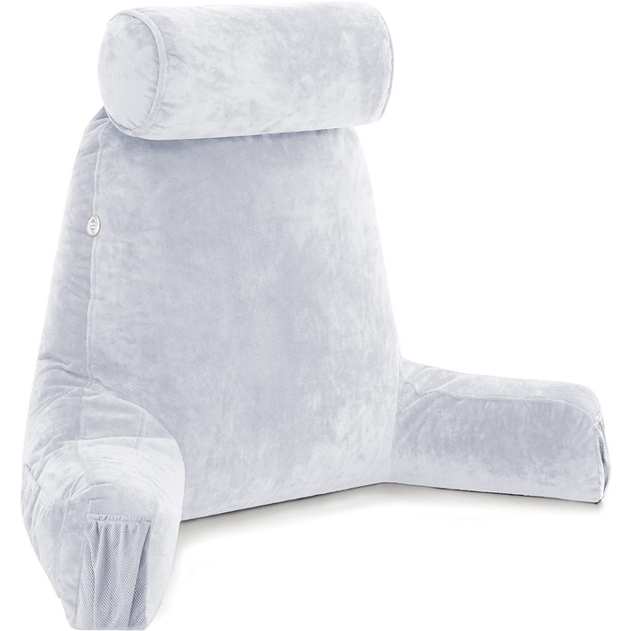 Подушка для чоловіків з підлокітниками - велика, для читання та відпочинку в ліжку. Преміум піна з пам'яті, знімна подушка для шиї, середній розмір (Dark Green)