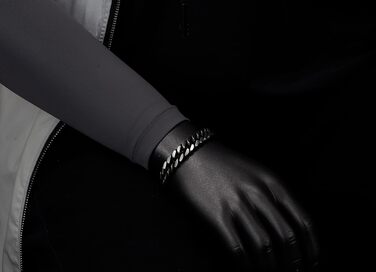 Чоловічий браслет-панцер з нержавіючої сталі COOLSTEELANDBEYOND, сатиновий, срібно-чорний