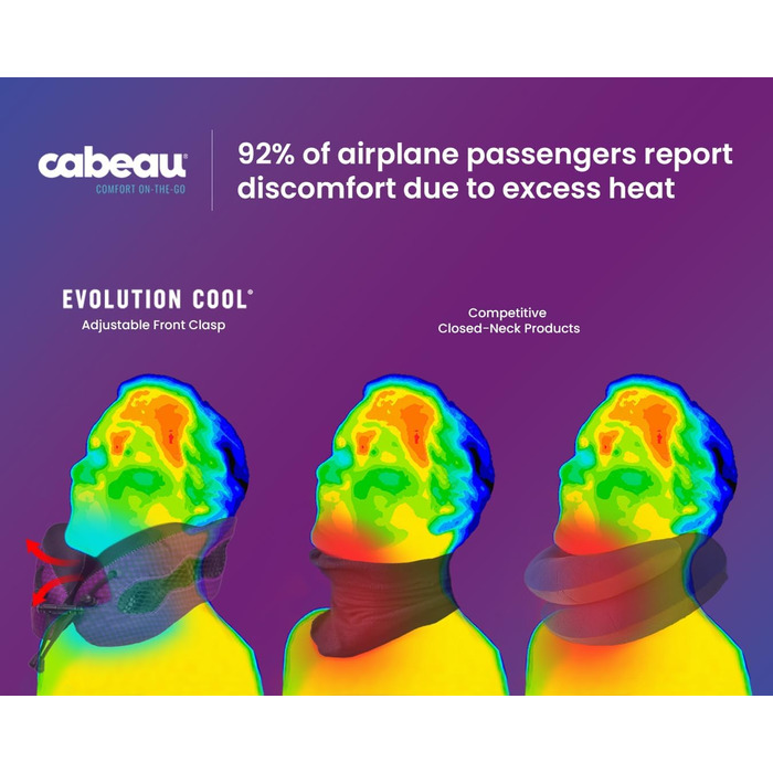 Надувна подушка для шиї Cabeau Evolution Cool для тривалих перельотів – охолоджуючий memory foam з вентиляційними отворами, компактна з чохлом (червона)