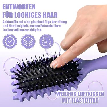 Браш для створення локонів Lockenbürste, фіксуюча щітка для укладки волосся, розпушувач для жінок (фіолетовий)