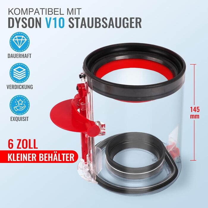 Dyson V11/V15/SV14/SV15/SV22 Large Dust Bin Replacement - Compatible with V10 Big Bin