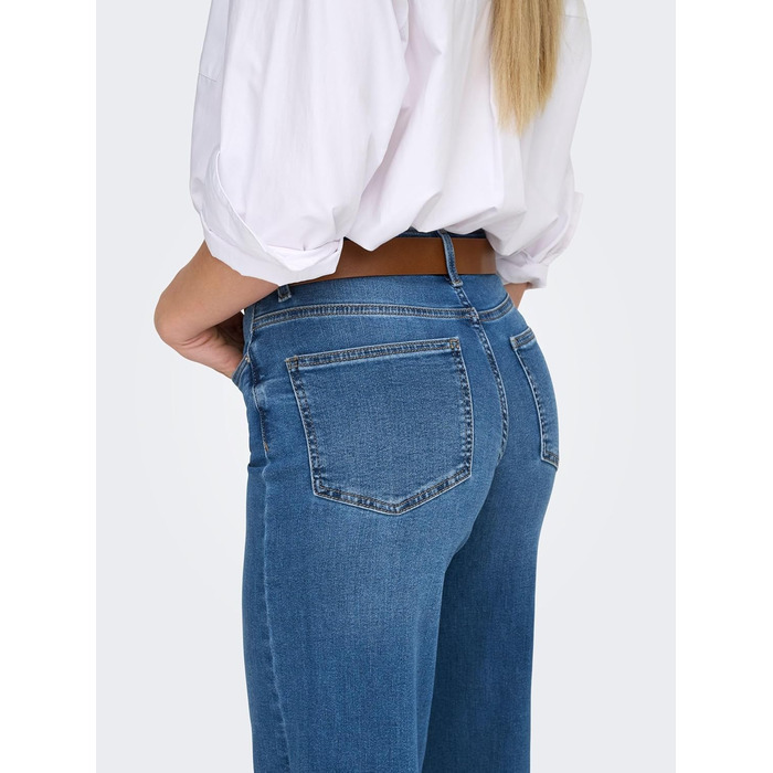Джинси жіночі ONLY Madison з широкими штанинами, висока талія, середній блакитний денім (M/32L)