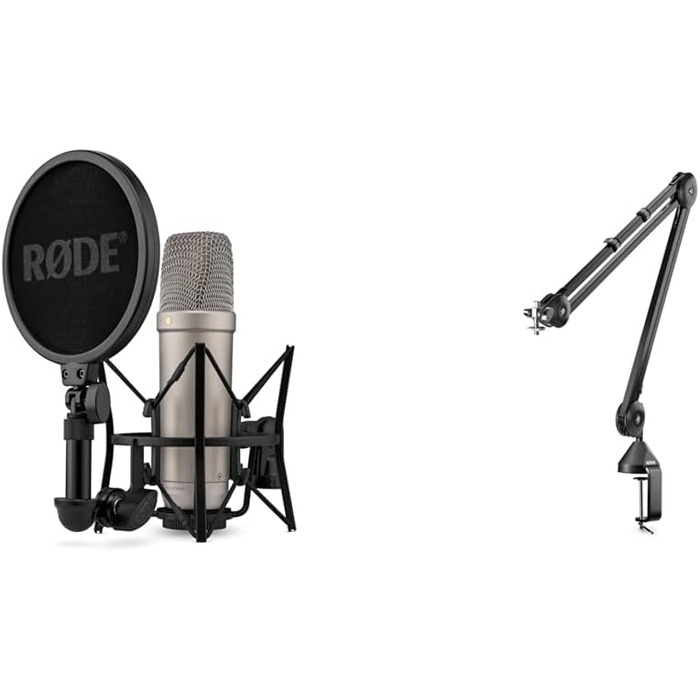 Мікрофон RØDE NT1-A з ниркоподібною характеристикою, комплект з паузозахистом, поп-фільтром та XLR-кабелем для запису вокалу, музики, стрімінгу та подкастингу (NT1 5th Gen Silver)