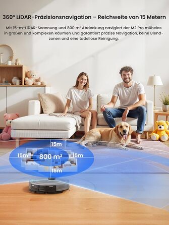 Робот-пилосос LEFANT M2 Pro з автоматичною системою викачування пилу, лазерною навігацією та картографією, індивідуальним налаштуванням, уникненням перешкод, ідеальний для видалення шерсті тварин. Білий/Сірий